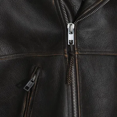 Moschino Leather Smiley Face Studded Jacket In Brown