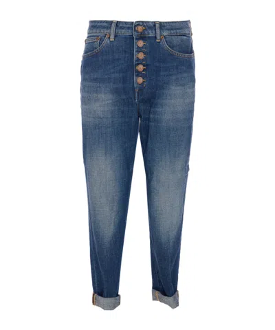 Dondup Trousers Loose Fit Rolled Cuffs In Blue