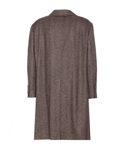 Brunello Cucinelli Chevron Motif Coat Logo Buttons