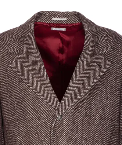 Brunello Cucinelli Chevron Motif Coat Logo Buttons