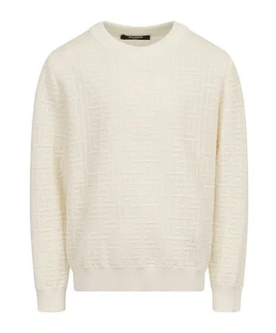 Balmain Long Sleeve Sweatshirt In White