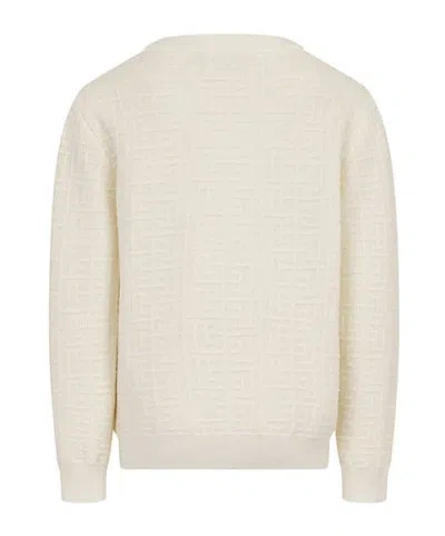 Balmain Long Sleeve Sweatshirt In White