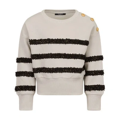 Balmain Long Sleeve Sweatshirt In Gray