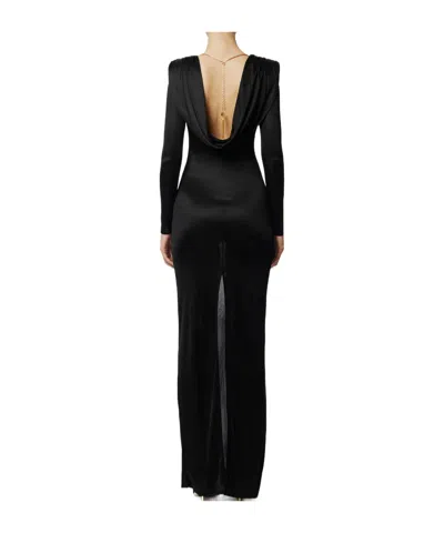 Elisabetta Franchi Red Carpet Dress In Shiny Viscose Jersey In Black