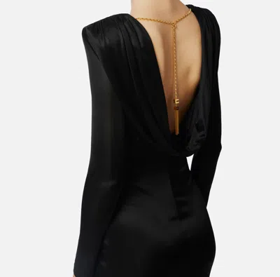 Elisabetta Franchi Red Carpet Dress In Shiny Viscose Jersey In Black