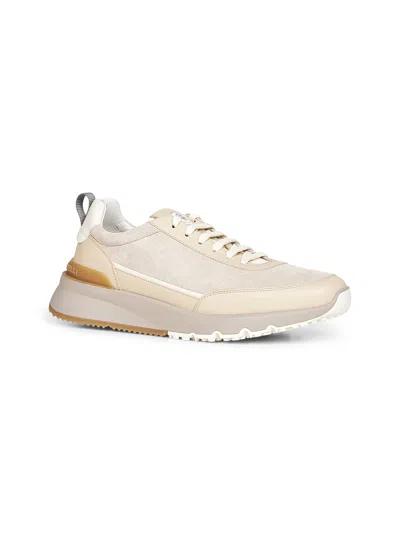 Brunello Cucinelli Logo Embossed Lace-up Sneakers In Neutral