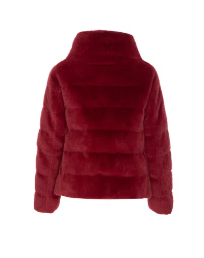 Herno Padded Jacket With Faux Fur Texture In Red