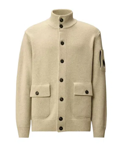 C.p. Company Knitwear Cardigan In Lambswool Grs In Neutral