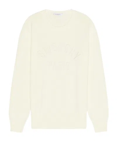 Givenchy Mens Ecru Brand-embroidery Crewneck Cotton Jumper In White