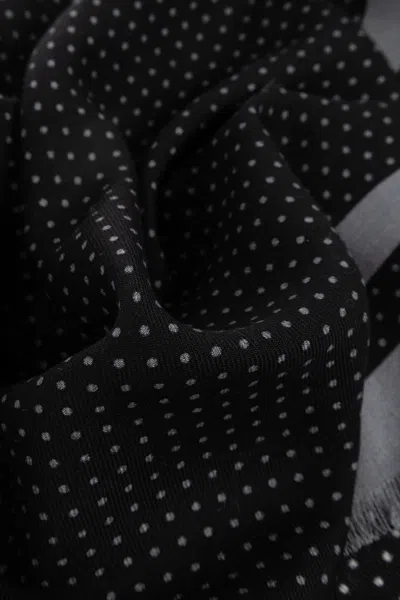 Emporio Armani Polka Dot Printed Frayed Edge Scarf In Black