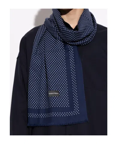 Emporio Armani Polka Dot Printed Frayed Edge Scarf
