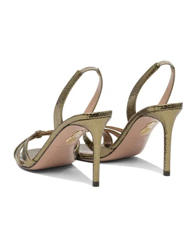 Aquazzura Tati 85 Metallic Crocodile-effect Sandals