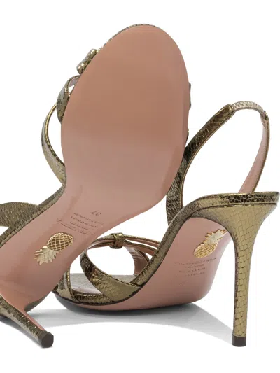 Aquazzura Tati 85 Metallic Crocodile-effect Sandals