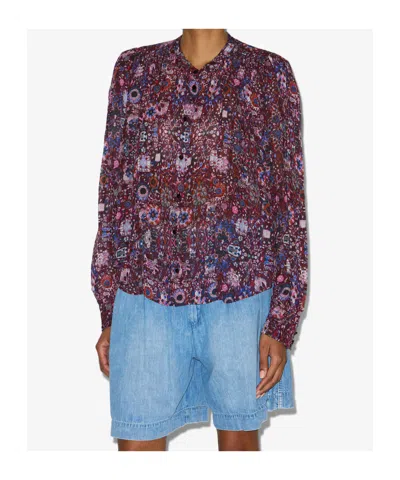 Isabel Marant Étoile Lightweight Long Sleeve Printed Top In Multi