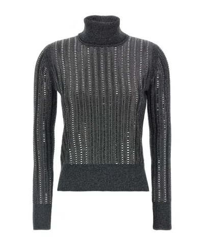 Ermanno Scervino Crystal Sweater Sweaters And Cardigans Gray In Black