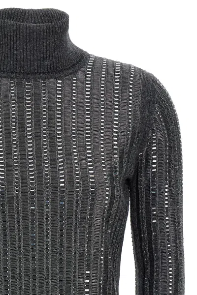 Ermanno Scervino Crystal Sweater Sweaters And Cardigans Gray In Black