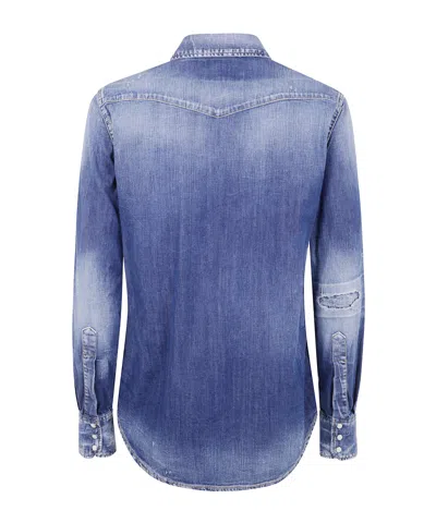Dsquared2 Denim Shirt With Chest Pockets In Multi