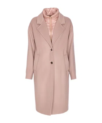 Herno Long Sleeve Padded Coat With Back Vent In Pink