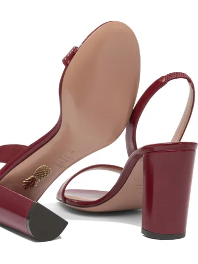 Aquazzura Round Toe High Heel Sandals In Burgundy