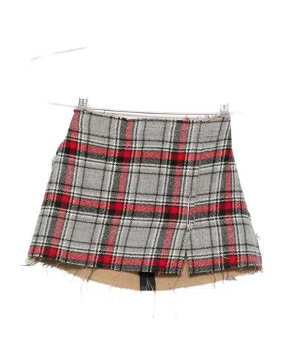 R13 Plaid Frayed Mini Skirt In Multi