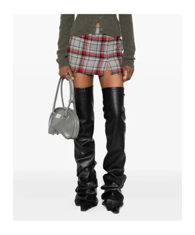 R13 Plaid Frayed Mini Skirt In Multi