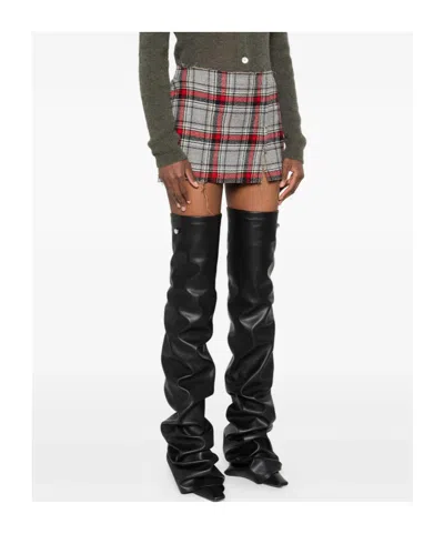 R13 Plaid Frayed Mini Skirt In Multi