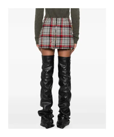 R13 Plaid Frayed Mini Skirt In Multi