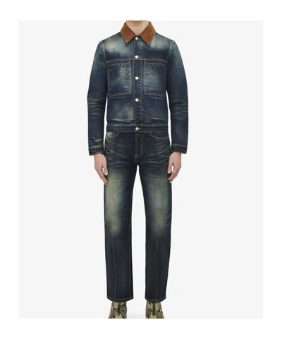 Alexander Mcqueen Trucker Jacket In Blue