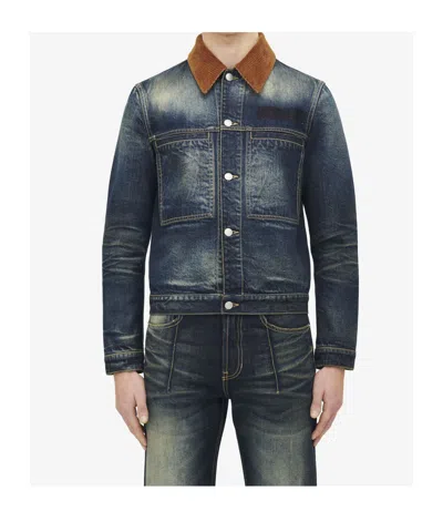 Alexander Mcqueen Trucker Jacket In Blue