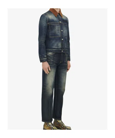 Alexander Mcqueen Trucker Jacket In Blue