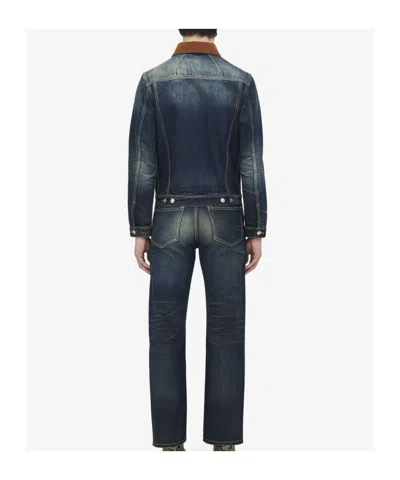 Alexander Mcqueen Trucker Jacket In Blue