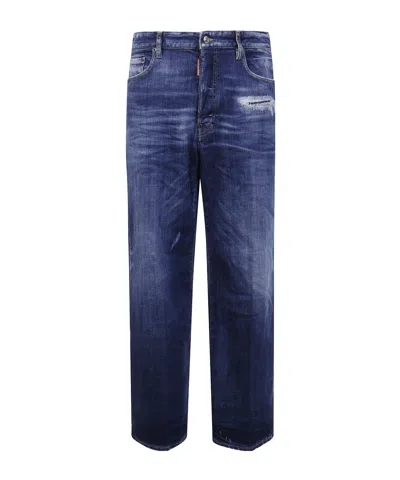 Dsquared2 Five Pocket Distressed Washed Trousers In Blue