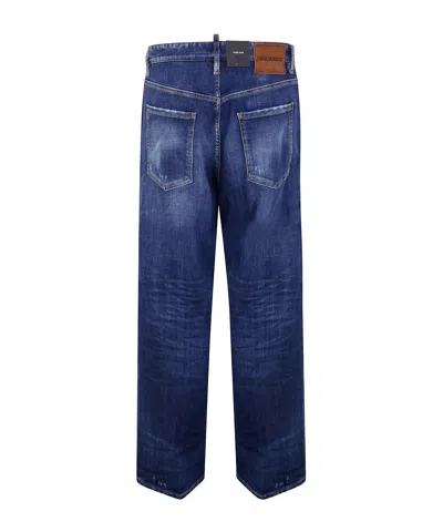 Dsquared2 Five Pocket Distressed Washed Trousers In Blue