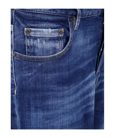 Dsquared2 Five Pocket Distressed Washed Trousers In Blue