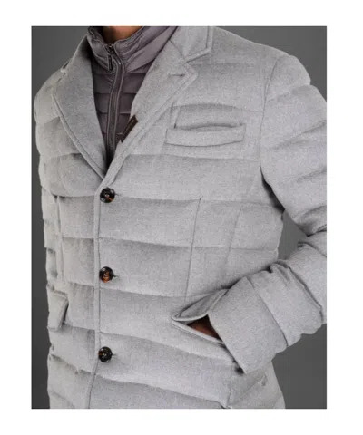 Moorer Quilted Down Blazer In Gray