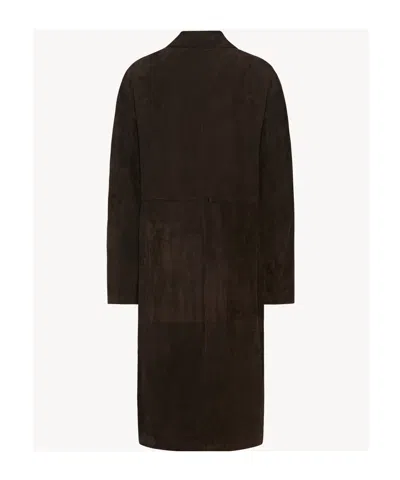 The Row Long Sleeve Coat In Brown