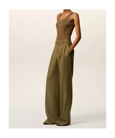 Ami Alexandre Mattiussi Green Wool Tabs Wide Trousers In Green