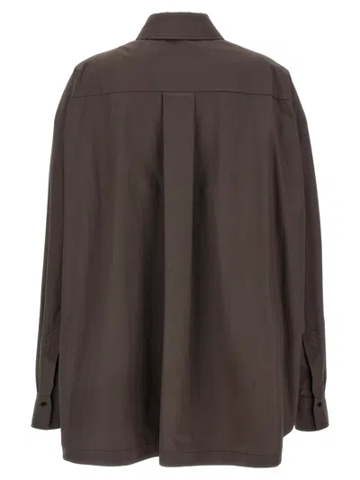 Attico Diana Oversized Cotton Poplin Shirt In Brown