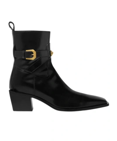 Versace 70mm Block-heel Ankle Boots In Black