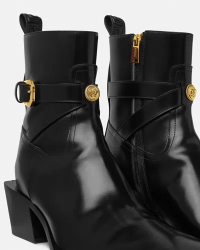 Versace 70mm Block-heel Ankle Boots In Black