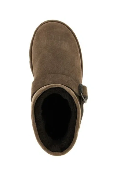 Brunello Cucinelli Monile Detailed Buckle Strap Ankle Boots In Brown