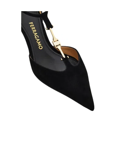 Ferragamo F Buckle T-strap Pump In Black