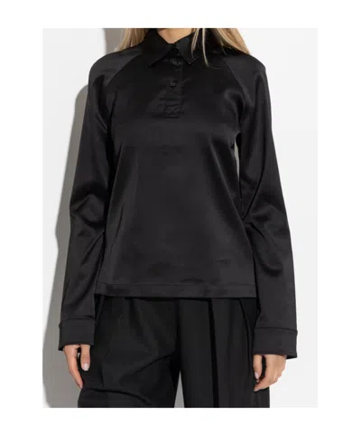 Jw Anderson Satin Wrap Skirt In Black