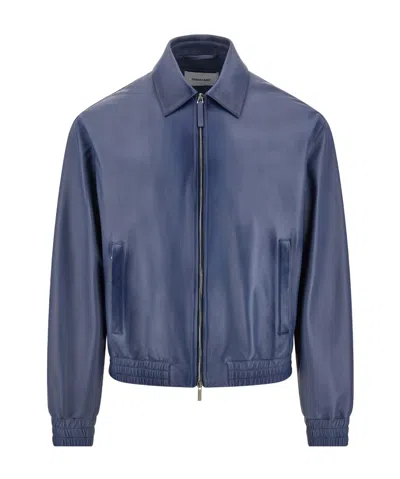 Ferragamo Nappa Blouson In Blue