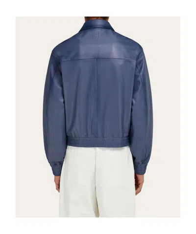 Ferragamo Nappa Blouson In Blue
