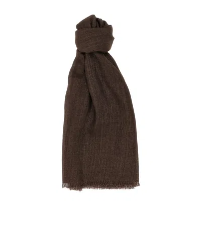 Brunello Cucinelli Soft Fringed Lurex Scarf In Brown