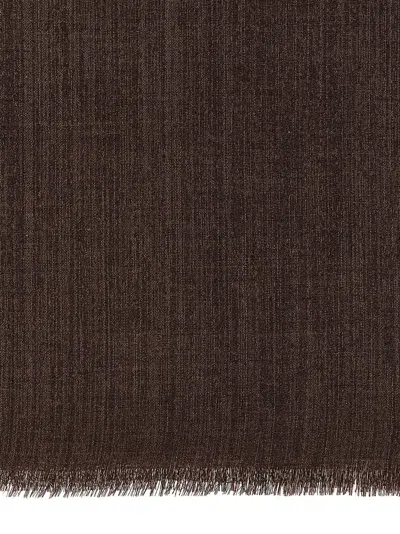 Brunello Cucinelli Soft Fringed Lurex Scarf In Brown