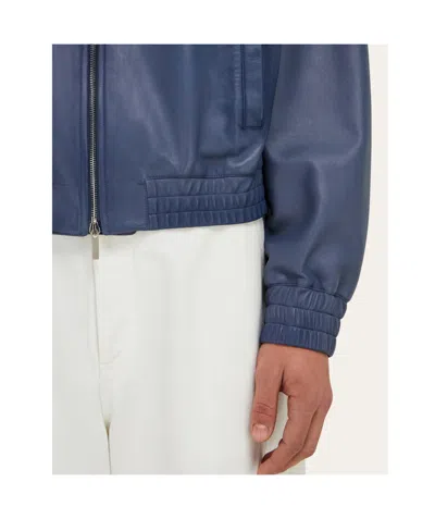 Ferragamo Nappa Blouson In Blue