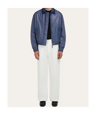 Ferragamo Nappa Blouson In Blue