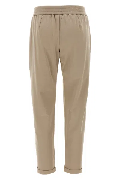 Brunello Cucinelli Elastic Waistband Rolled Cuffs Side Pockets In Brown